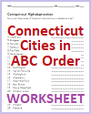 Connecticut Cities in ABC Order Worksheet