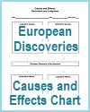 European Discoveries Causes and Effects Chart Worksheet