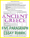 Ancient Greece Five-Paragraph Essay with Question Options and Rubric