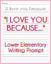 "I Love You Because" Writing Prompt for K-3