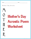 Mother's Day Acrostic Poem Worksheet