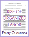 Rise of U.S. Organized Labor Essay Questions Handout