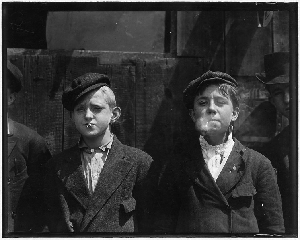 Smoking Newsboys, 1910