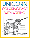 Unicorn Coloring Page with Handwriting and Spelling Practice