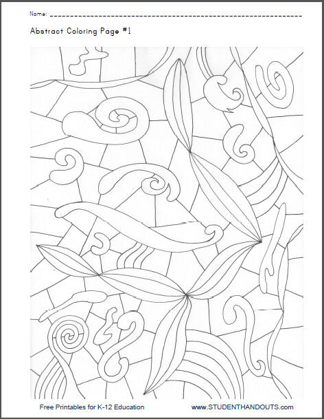 Abstract Coloring Page #1 - Free to print (PDF file).