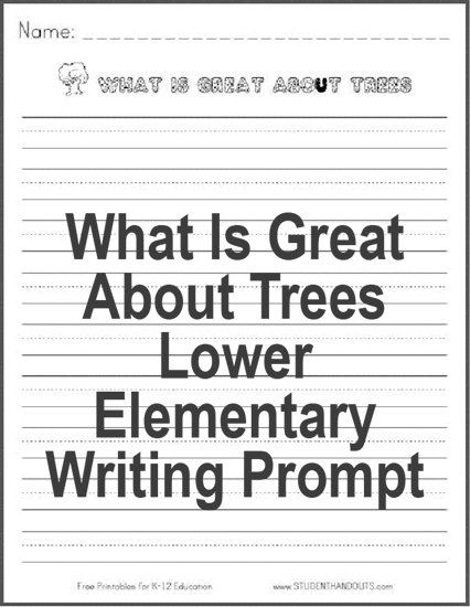 What is great about trees - Free Printable Lined Primary Writing Prompt Worksheet for Primary Grade Students
