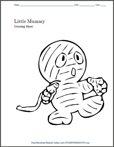 Little Halloween Mummy to Color | Student Handouts