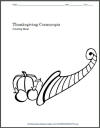 Thanksgiving Cornucopia Coloring Page or Craft Template for Kids