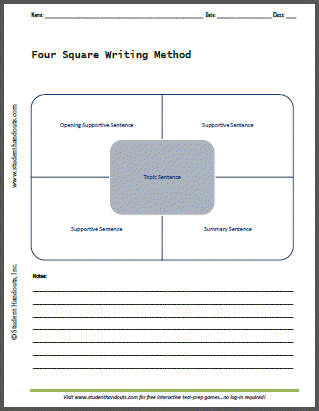 4 Square Writing Template