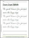 Cursive SCript Writing Practice Sheet