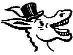Smiling Democratic donkey in a black top hat. JPG PNG SVG