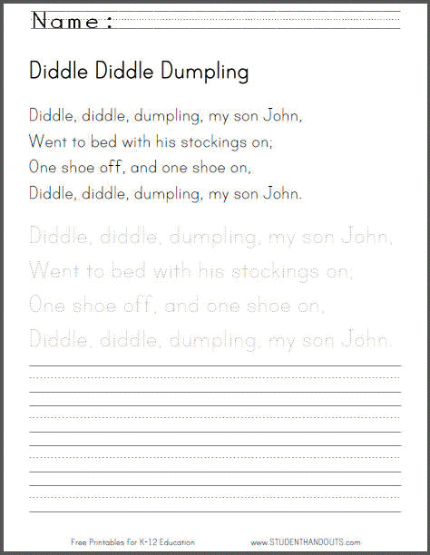 Diddle Diddle Dumpling My Son John