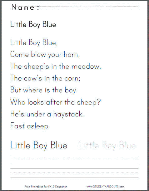 little boy blue printable worksheets for kids student