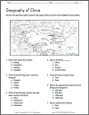 China Map Worksheet