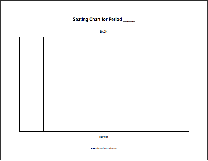7 X 7 Horizontal Classroom Seating Chart Student Handouts