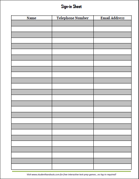 Guest and Visitor Sign-in Sheet