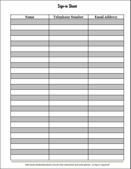 guest and visitor sign in sheet parent sign in sheets