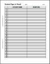 Student Sign-in Sheet with 35 Rows - PDF or Word Template