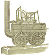 Steam engine locomotive of George Stephenson.