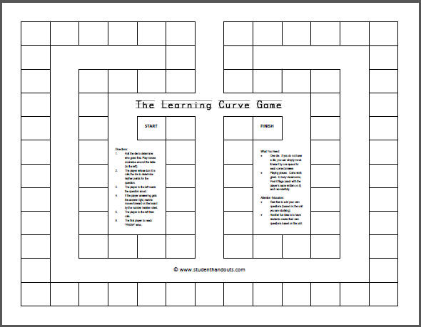 "The Learning Curve Game" - Free Printable Game Board for Your Young Scholars