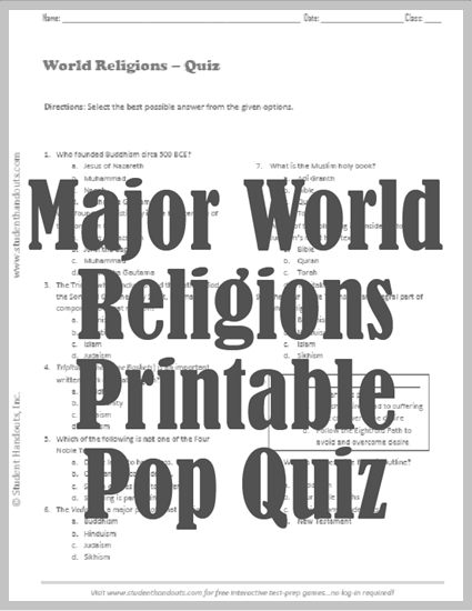 Pop Quiz on the World's Majority Religions