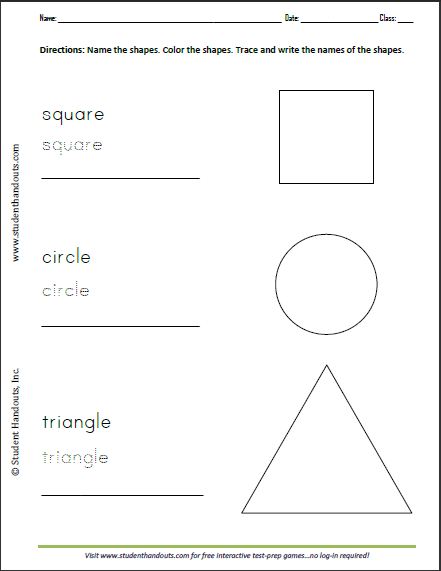 basic shapes reproducible coloring and writing sheet for kids