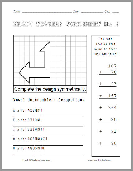 Brain Teasers Worksheets Pdf Db Excelcom