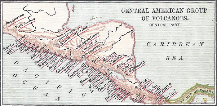 Map of Central American Volcanoes