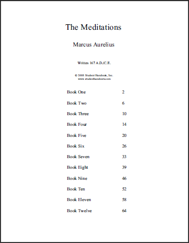 Meditations by Marcus Aurelius - Free printable eBook.