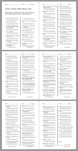 Printable United States Citizenship Test Student Handouts
