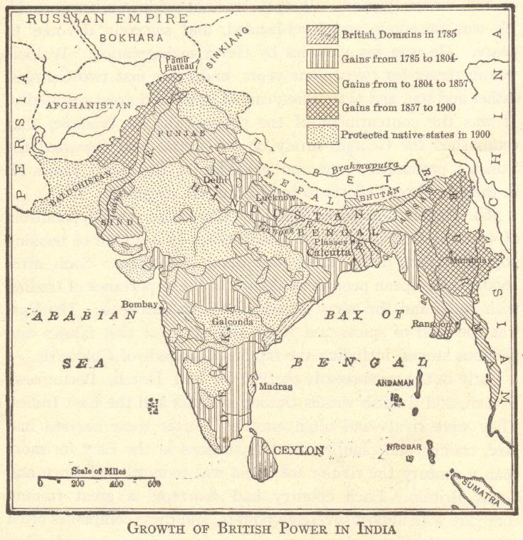 Map of the British Empire in India