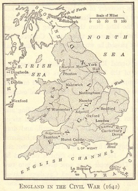 England in the English Civil War, 1642-1651 - Interactive Map Quiz for High School World History