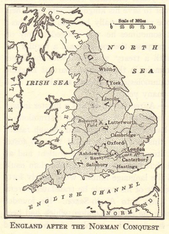 Map of England in 1066 C.E.