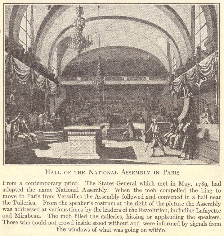 Hall of the National Assembly in Paris, 1789