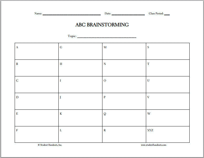 Abc Chart Graphic Organizer