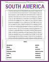 South American Countries Word Search