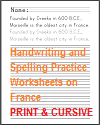 Copywork Worksheets on France