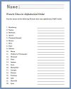 French Cities in ABC Order Worksheet