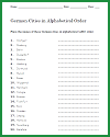 German Cities in ABC Order Worksheet
