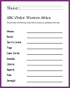 West African Countries in ABC Order Worksheet