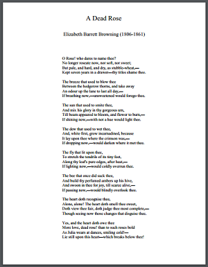 "A Dead Rose" by Elizabeth Barrett Browning