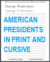 American Presidents Handwriting Worksheets