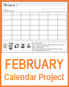 February Calendar Project Worksheet for Grades 1-3