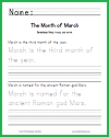 K-2 March Handwriting Practice Worksheet