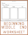 Beginning, Middle, End Worksheet