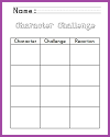 Character Challenge Chart Worksheet