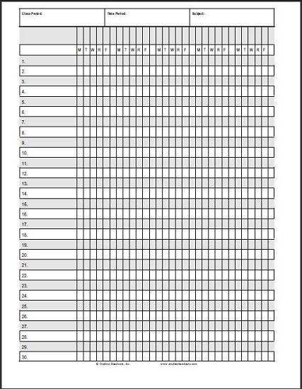 Diy Classroom Attendance Book Free Printable Pages Student Handouts