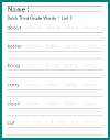 Dolch Third Grade Word List Handwriting Worksheets