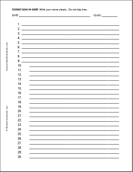 blank sign in sheet