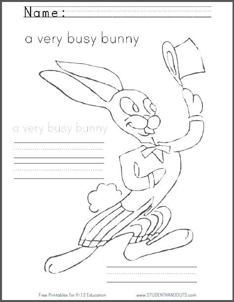 A Very Busy Bunny Coloring Sheet